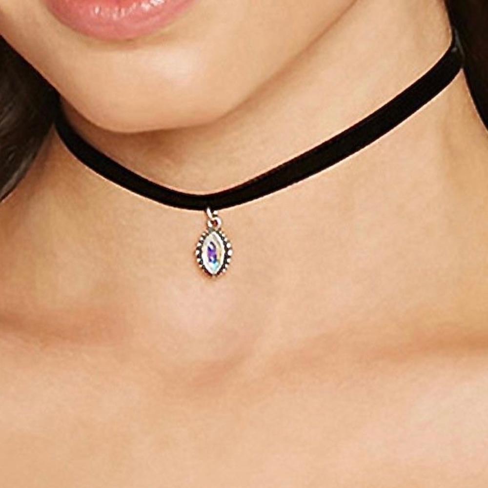 FOREVER21: VELVET CHOKER WITH OPAL JEWEL